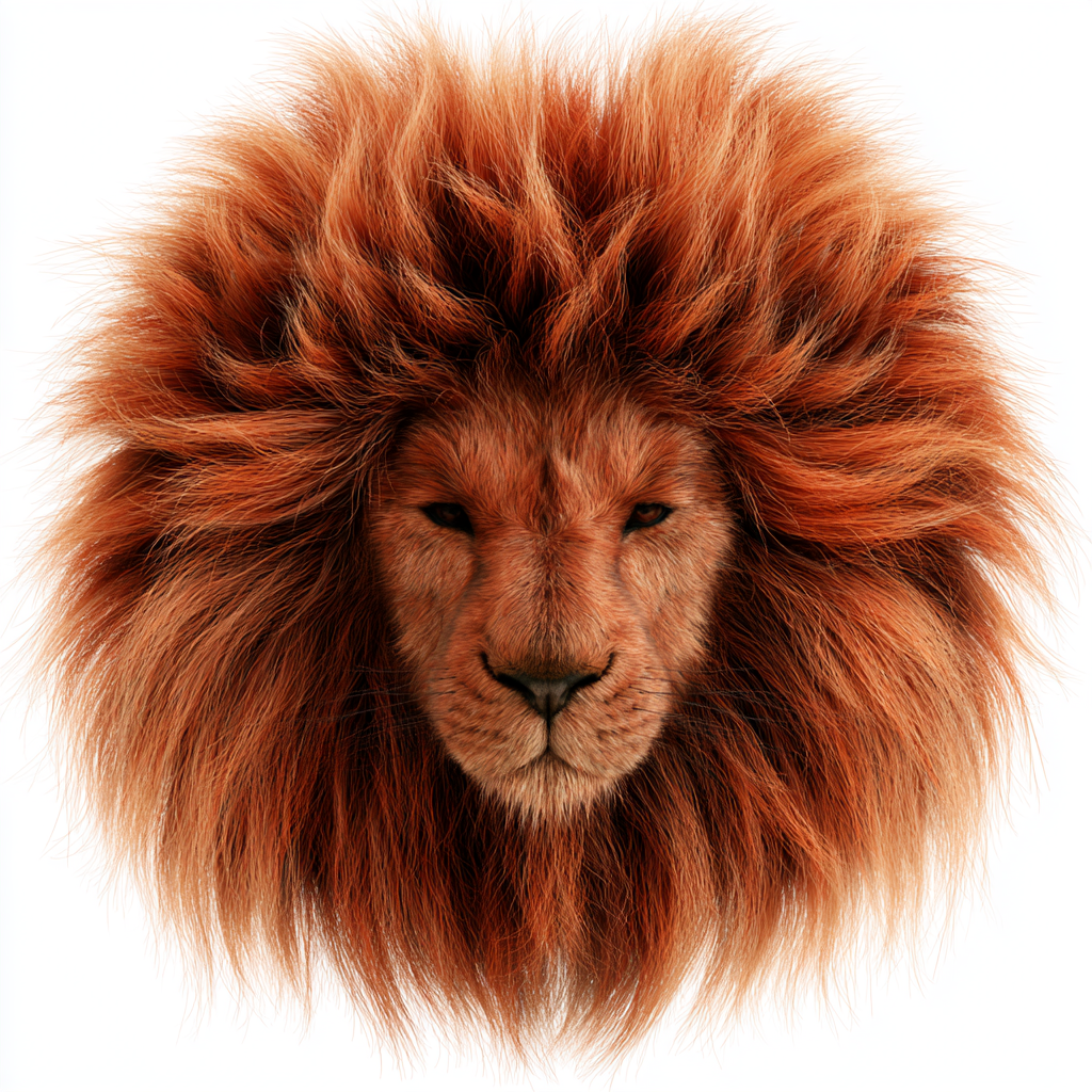 Lion mane with fluffy orange and brown fur color, mane clipart