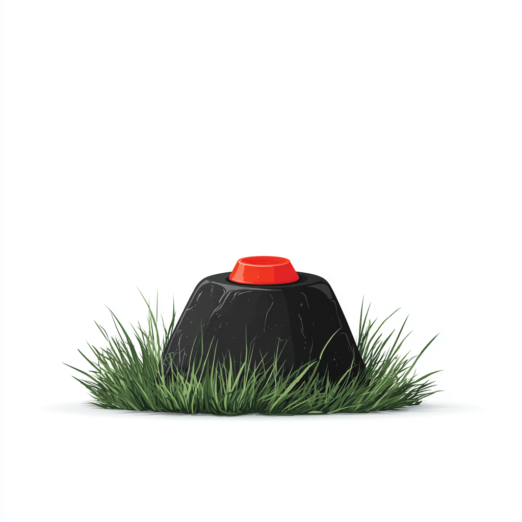 Milestone marker on grass with red cap simp, milestone clipart