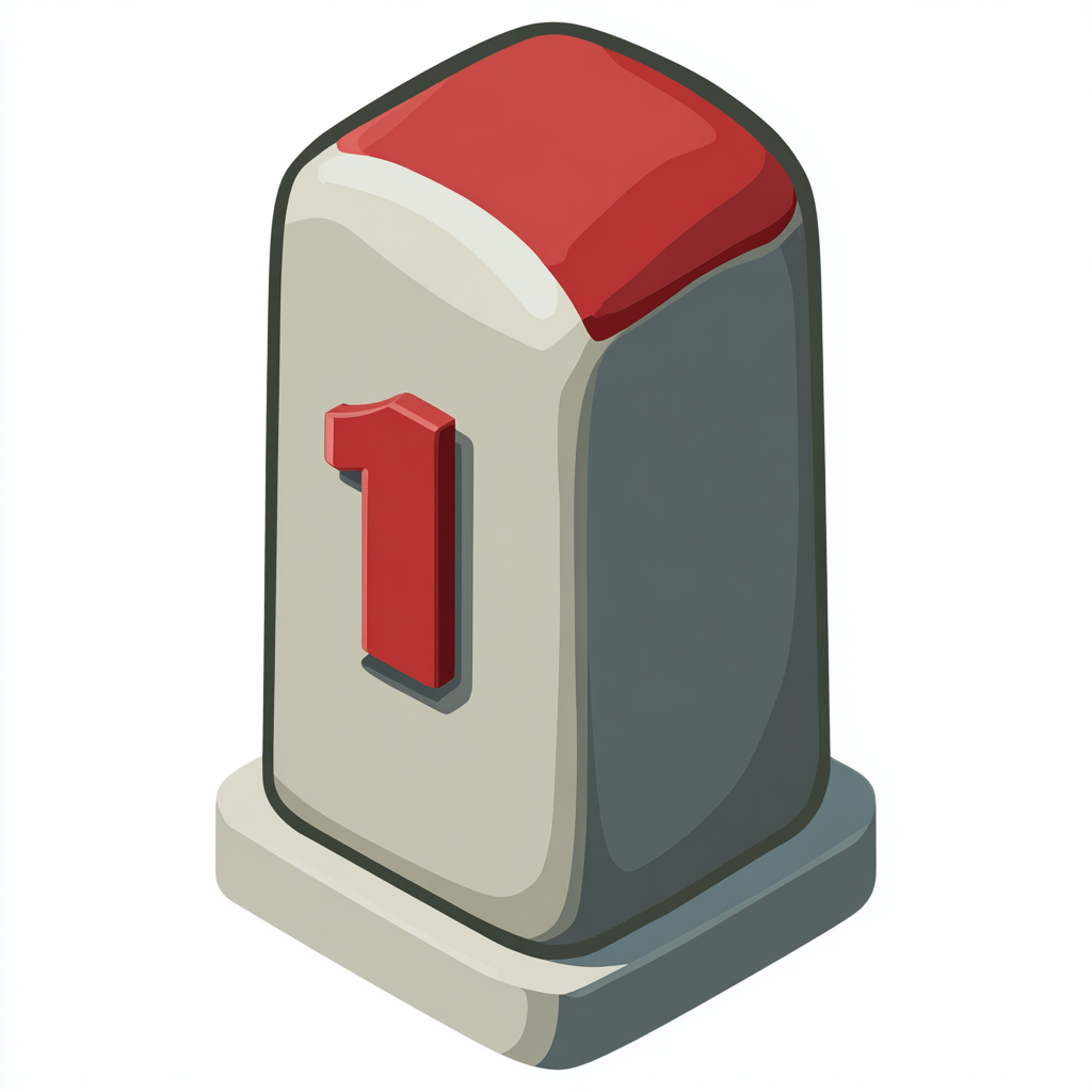 Road milestone marker with red top and numb, milestone clipart