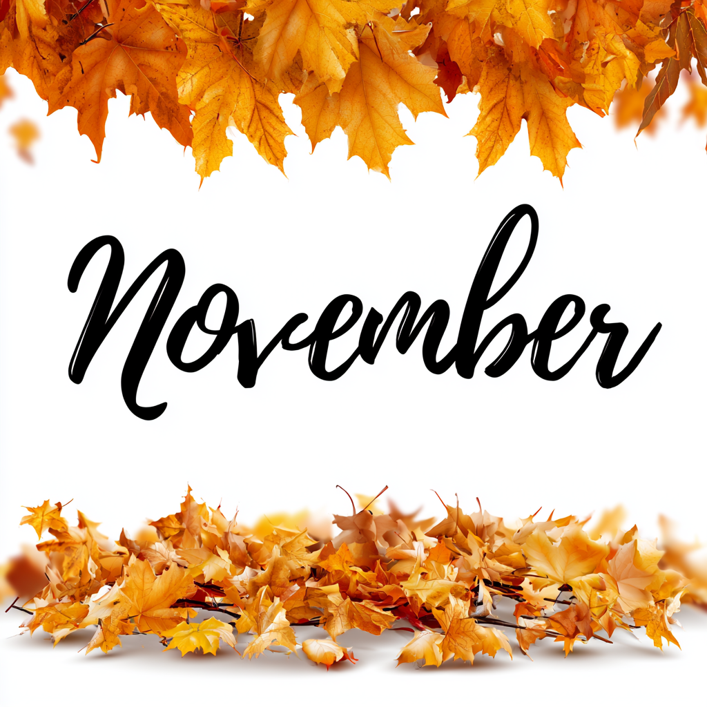 November fall leaves elegant colorful vector, november clipart