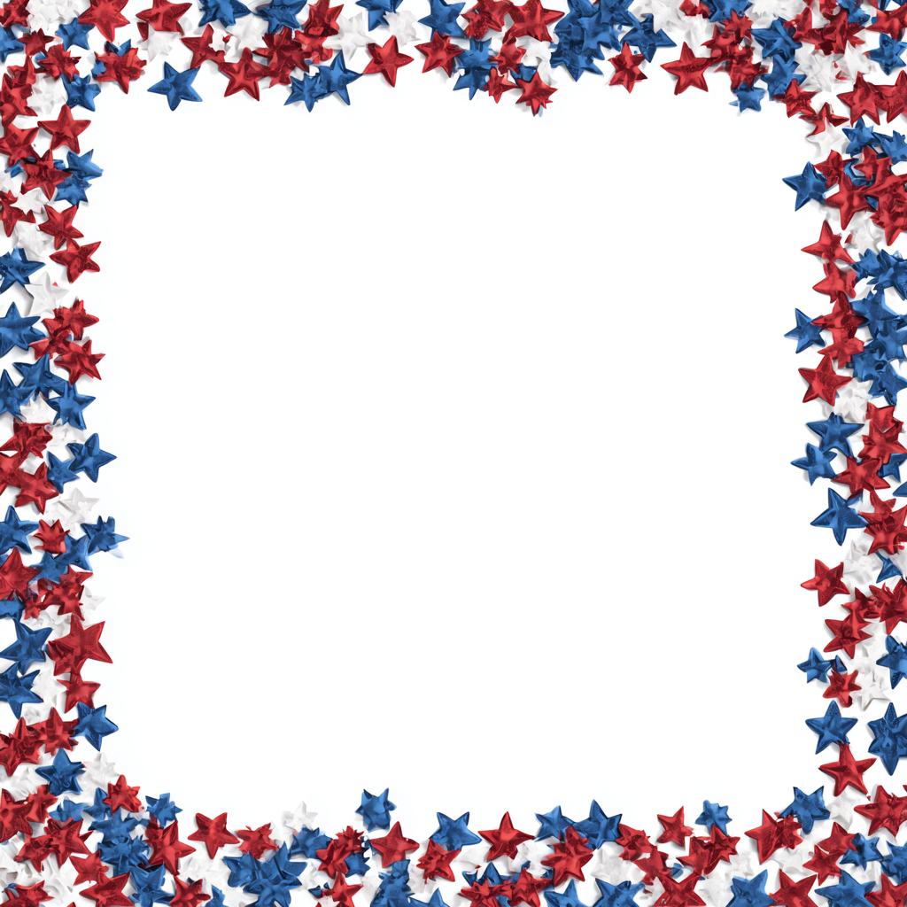 Festive red white and blue star bord, patriotic border clipart