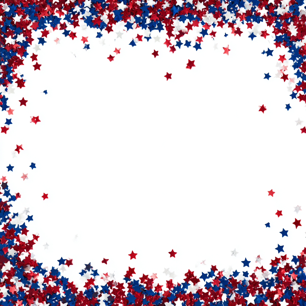 Festive red white and blue star bord, patriotic border clipart