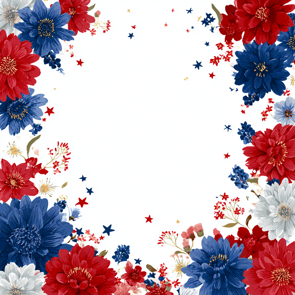 Patriotic floral border with red and, patriotic border clipart