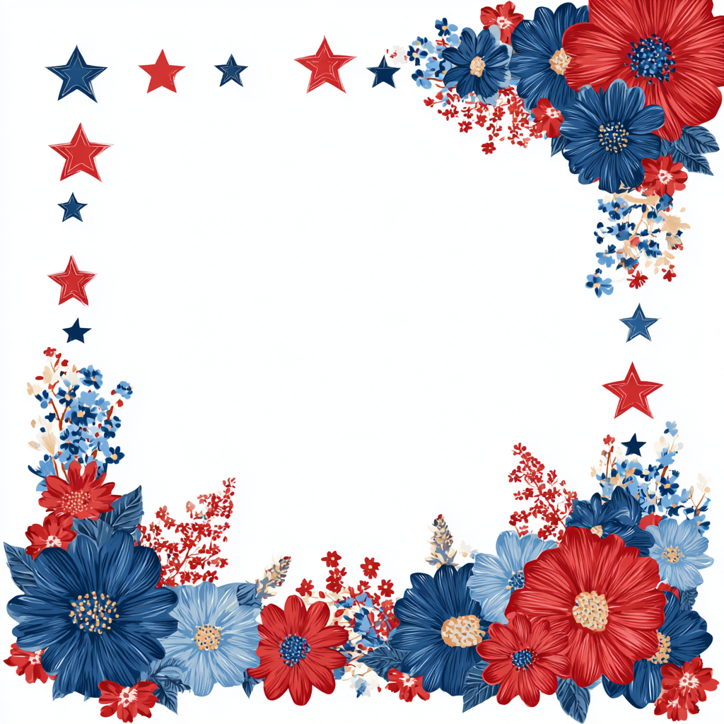 Patriotic floral border with red and, patriotic border clipart