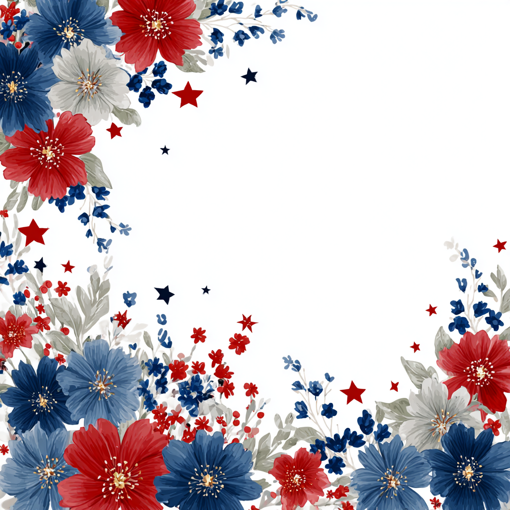 Patriotic floral border with red and, patriotic border clipart