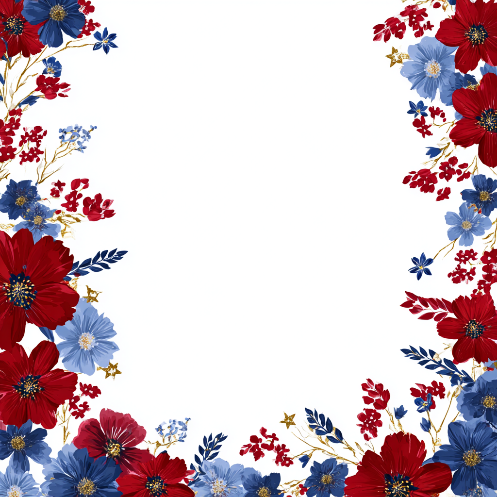 Patriotic floral border with red and, patriotic border clipart