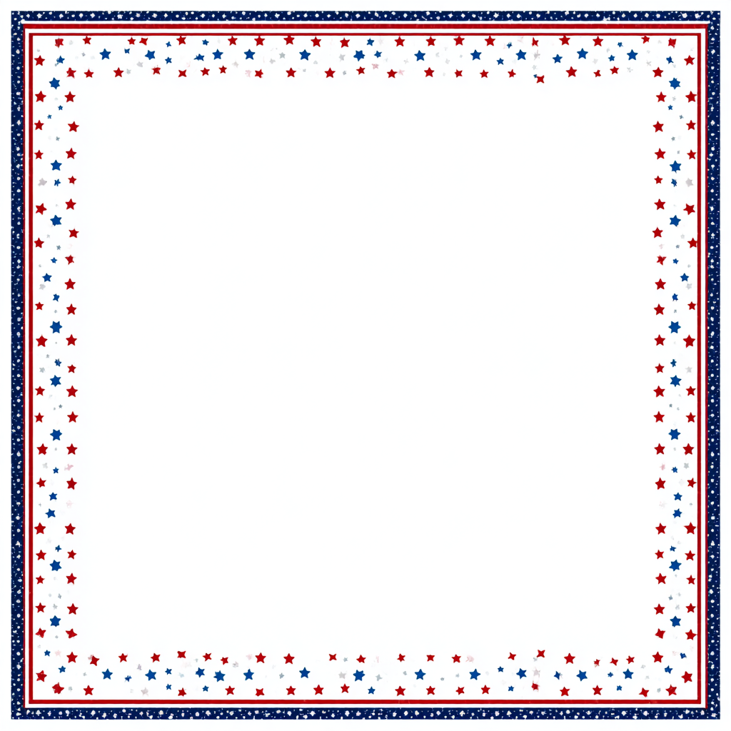 Red and blue patriotic page border, patriotic border clipart