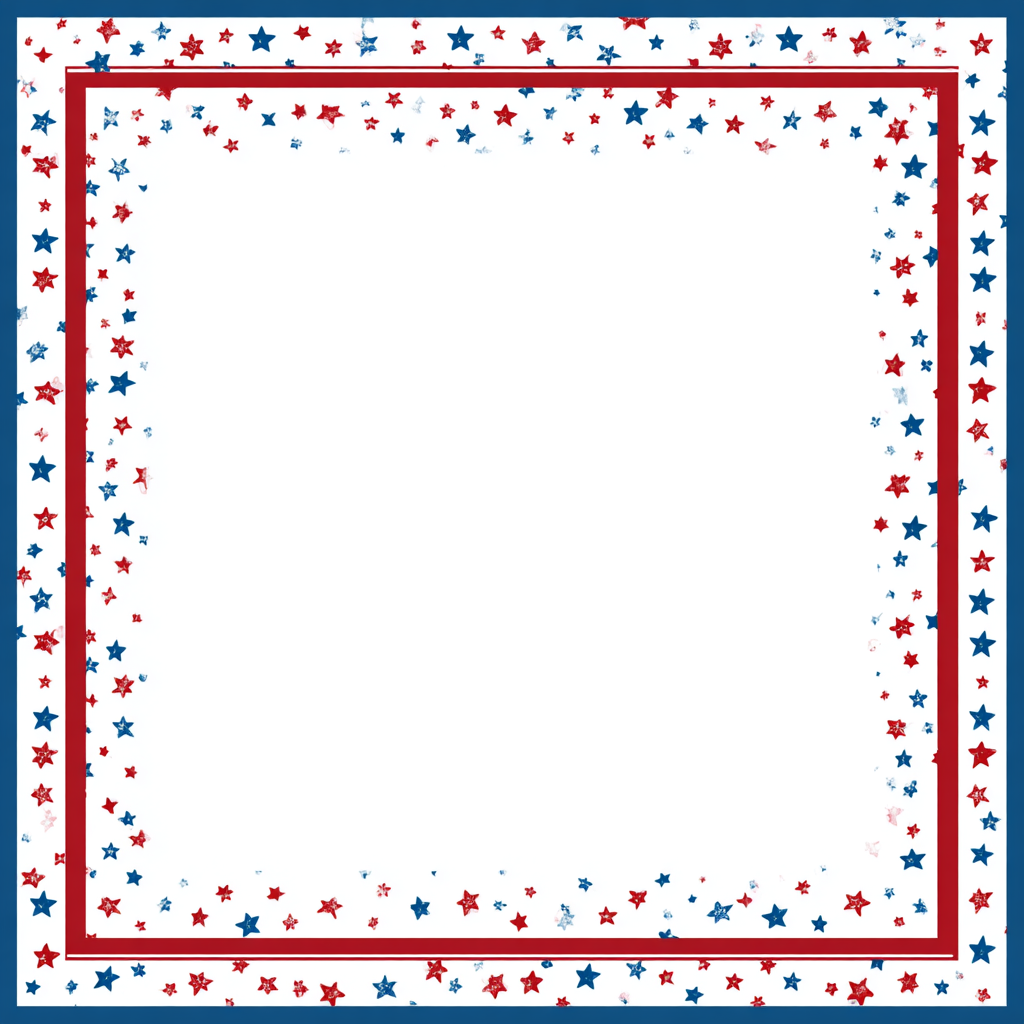Red and blue patriotic page border, patriotic border clipart