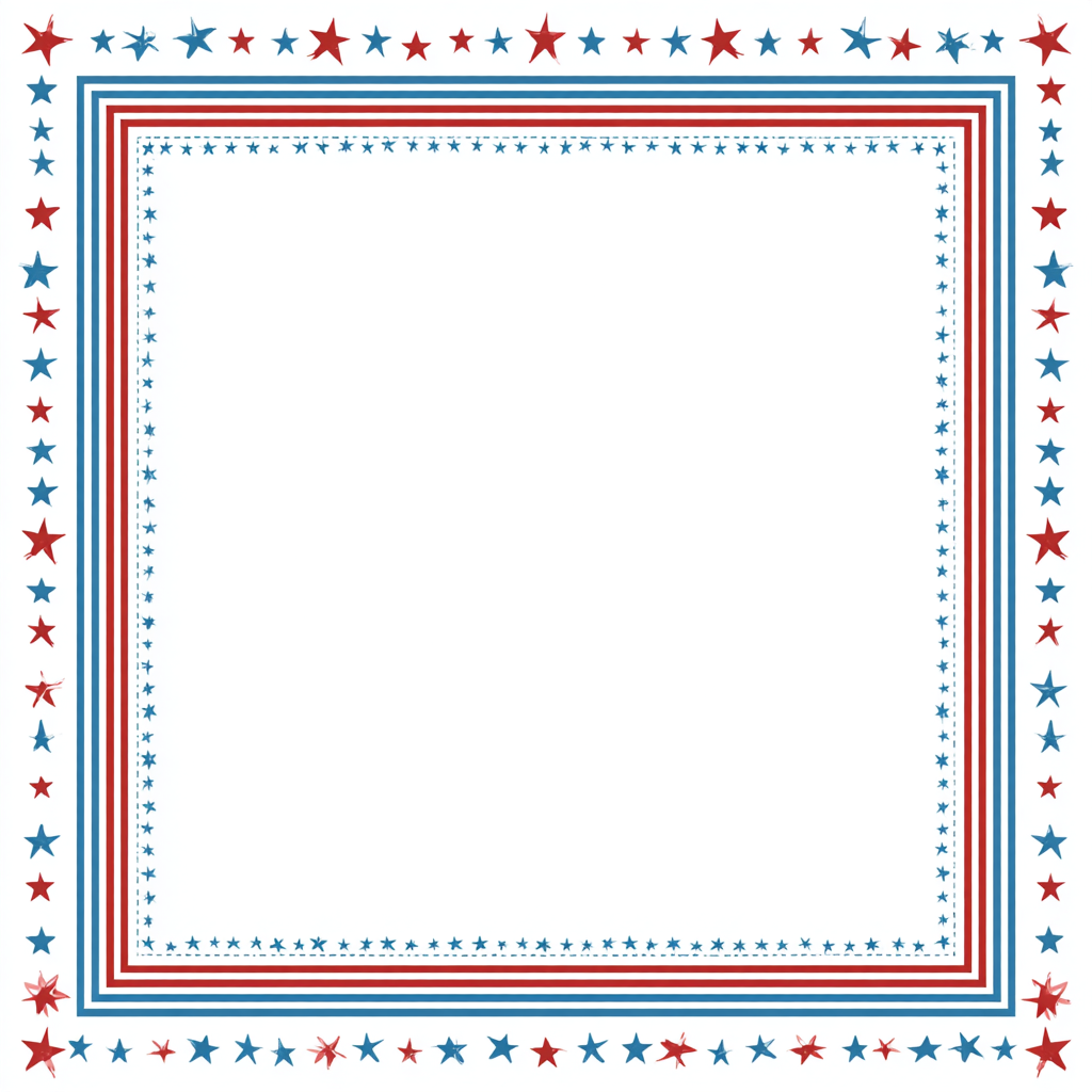 Vintage american border with red blu, patriotic border clipart