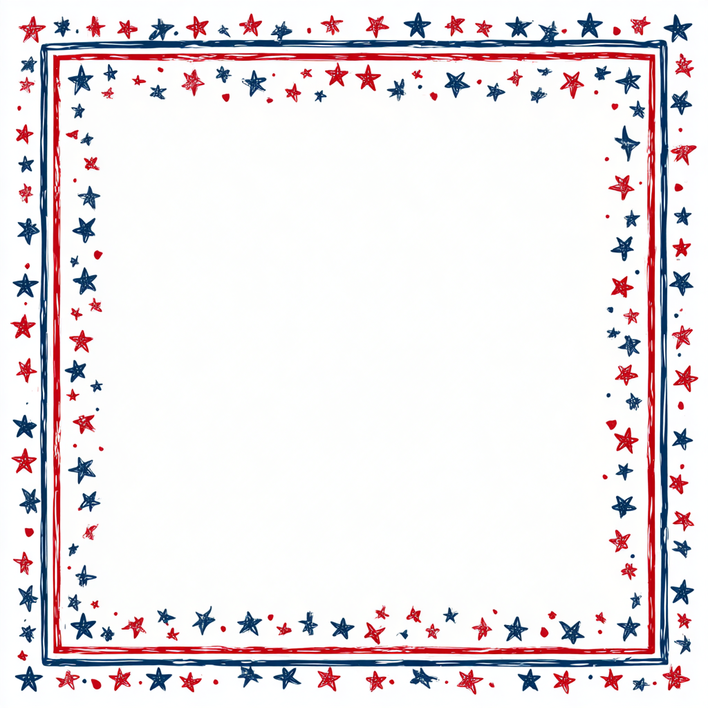 Vintage american border with red blu, patriotic border clipart