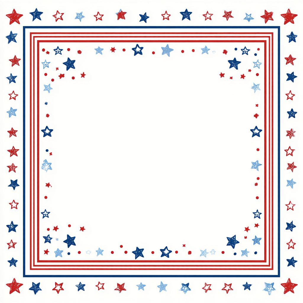 Vintage american border with red blu, patriotic border clipart