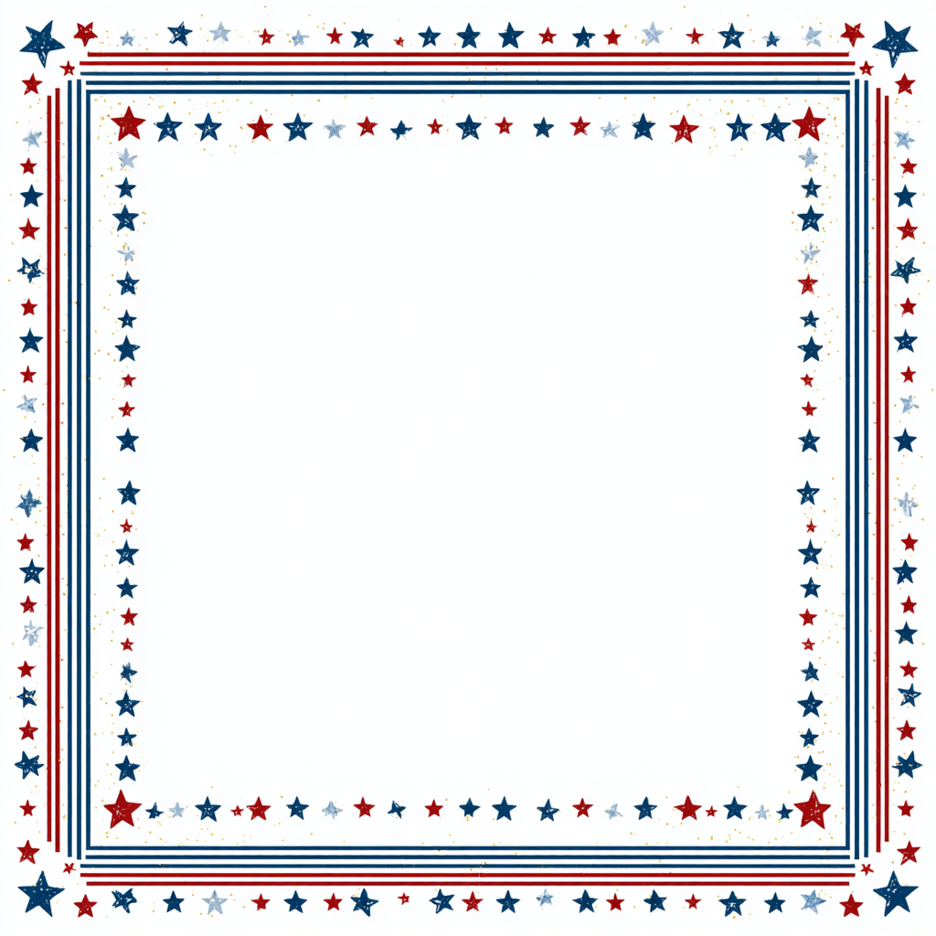 Vintage american border with red blu, patriotic border clipart