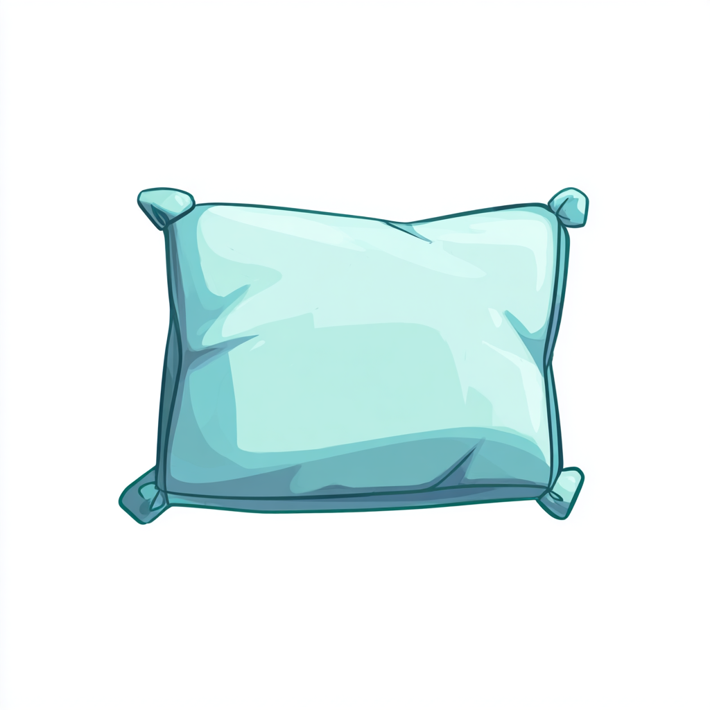 Blue pillow with rounded corners and soft shad, pillow clipart