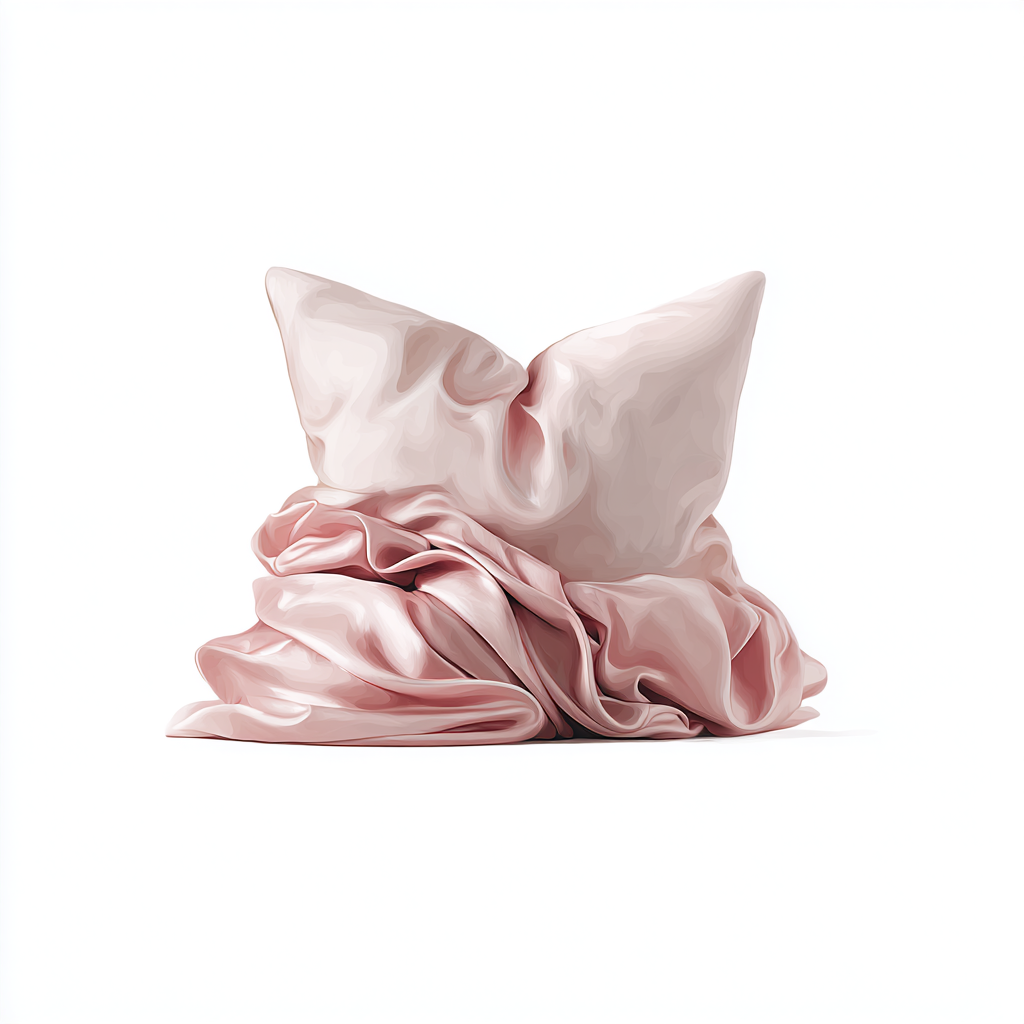 Pink decorative pillow with soft fabric folds, pillow clipart