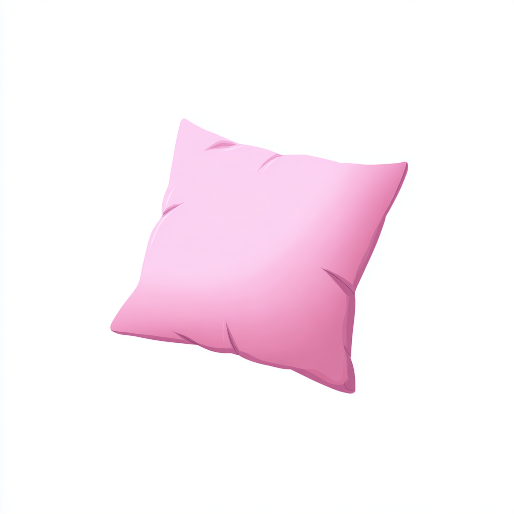Pink decorative pillow with soft fabric folds, pillow clipart