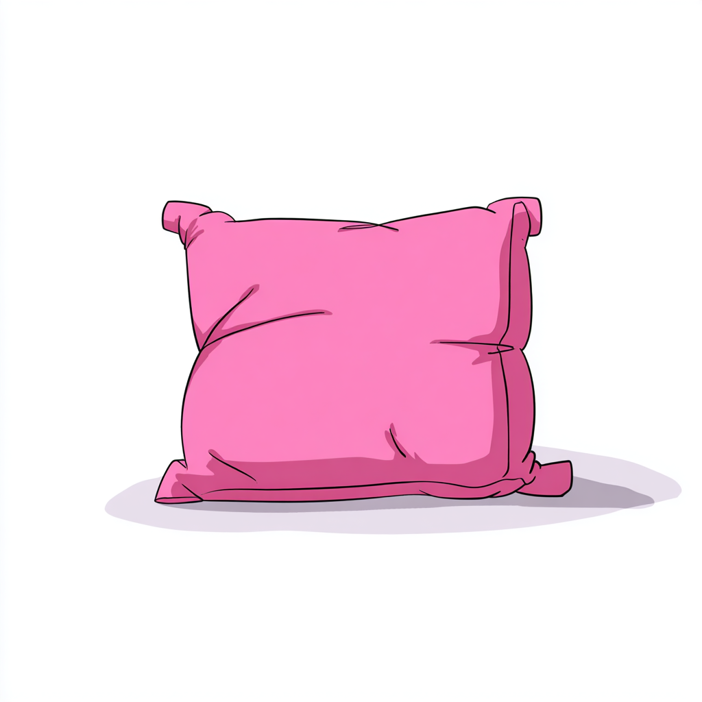 Pink decorative pillow with soft fabric folds, pillow clipart