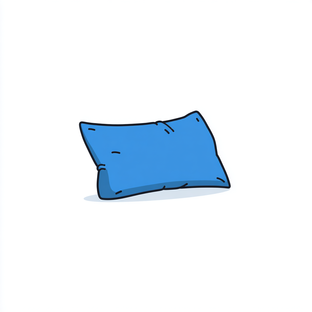 Soft blue bed pillow with rounded corners and, pillow clipart