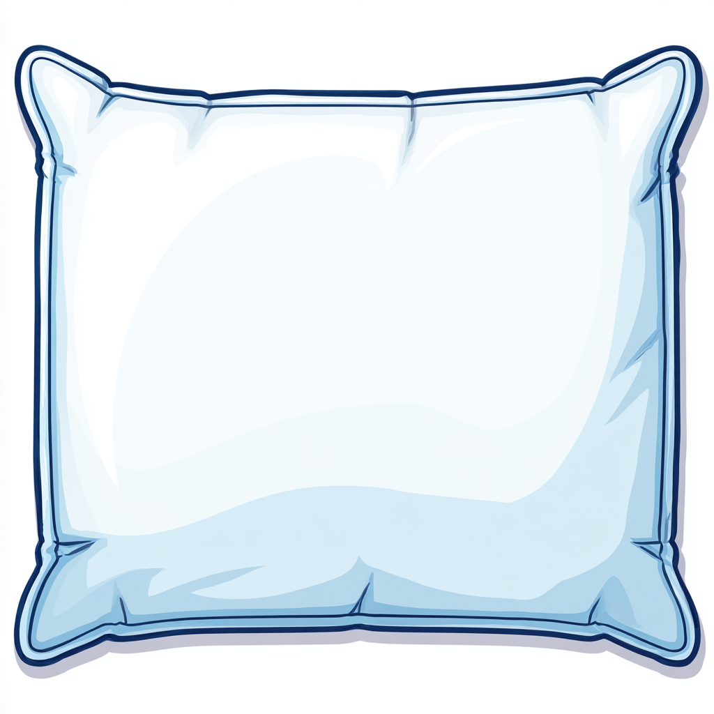 Soft blue bed pillow with rounded corners and, pillow clipart