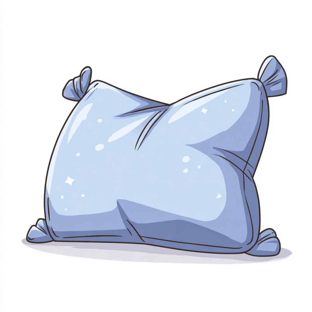 Soft blue bed pillow with rounded corners and, pillow clipart