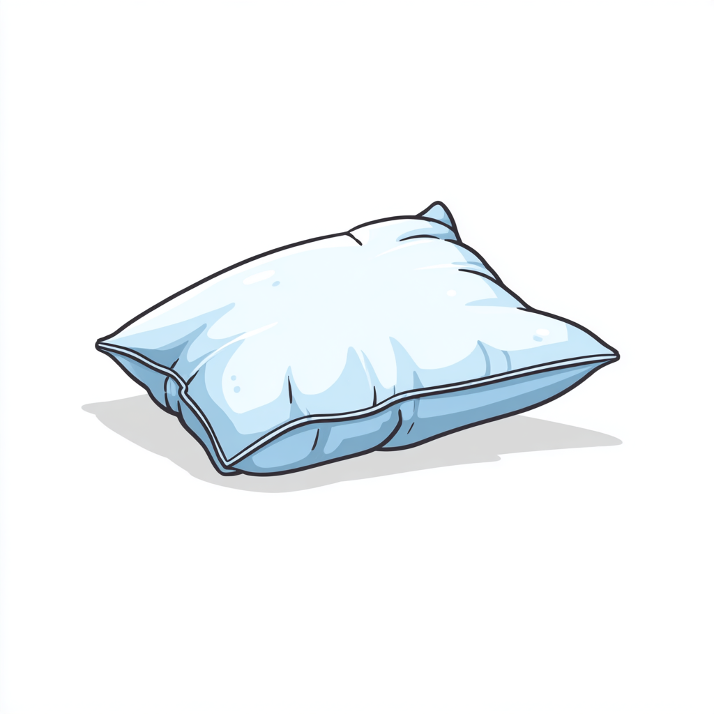 Soft blue bed pillow with rounded corners and, pillow clipart