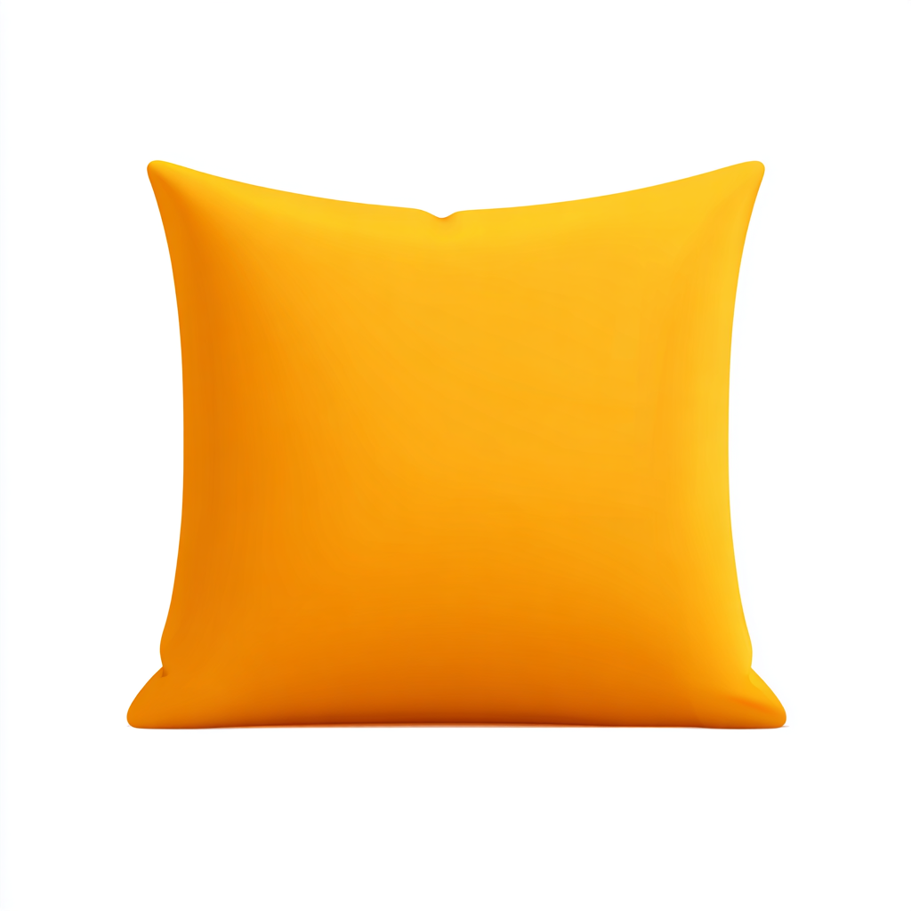Yellow pillow with orange border colorful cush, pillow clipart