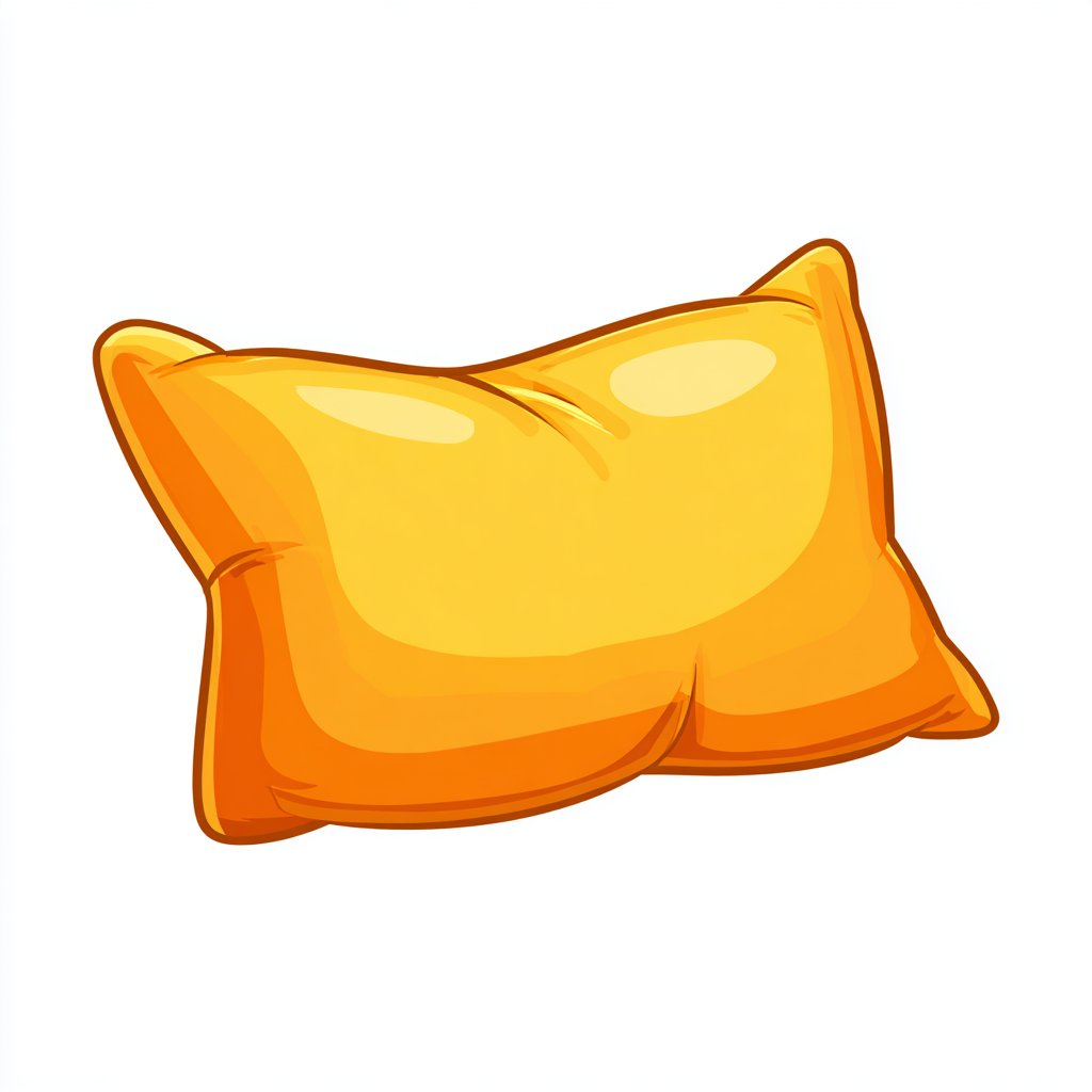 Yellow pillow with orange border colorful cush, pillow clipart