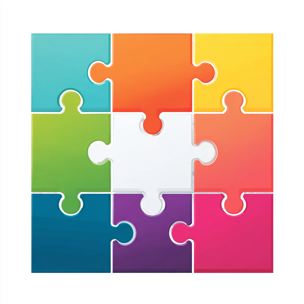 Colorful puzzle board with missing piece probl, puzzle clipart