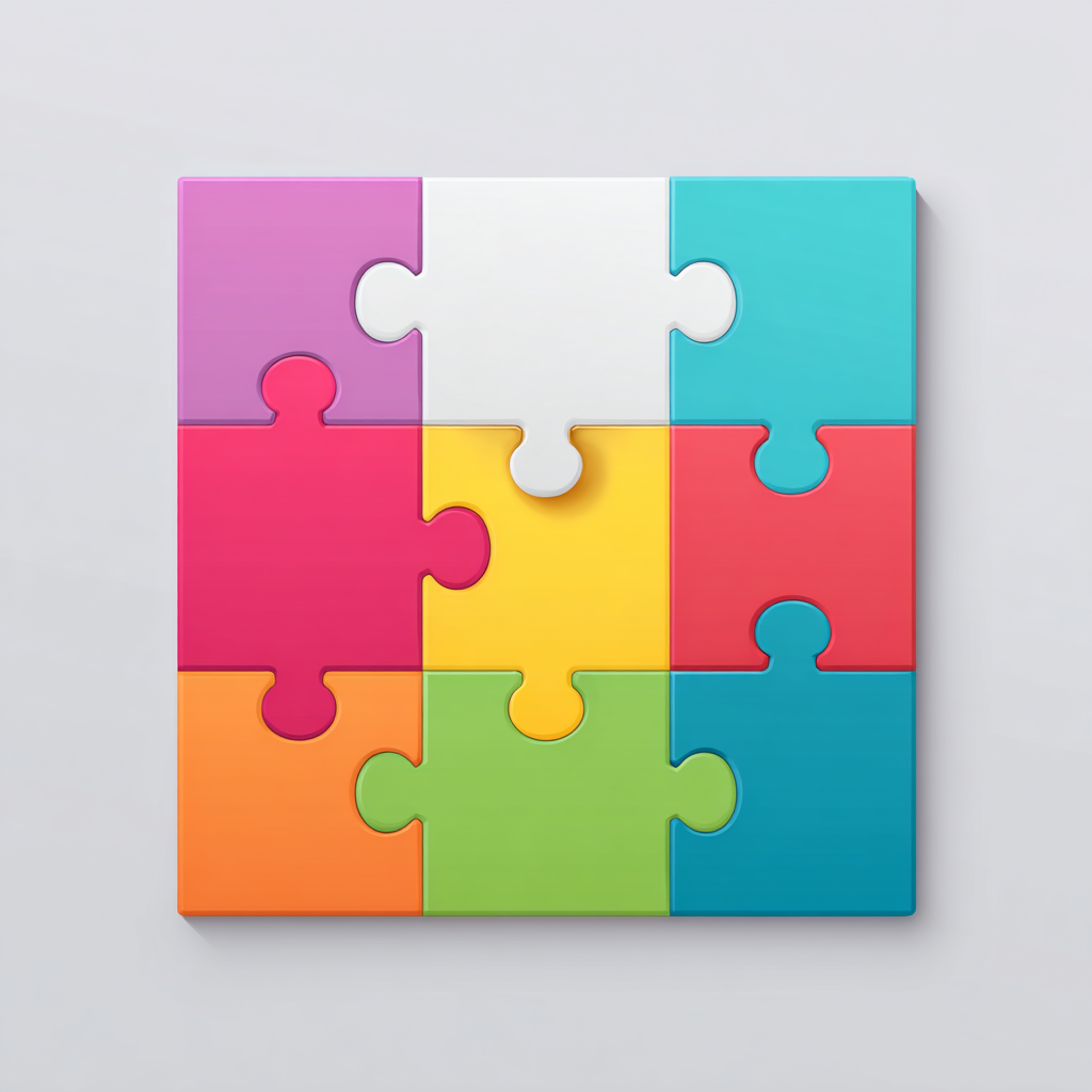 Colorful puzzle board with missing piece probl, puzzle clipart