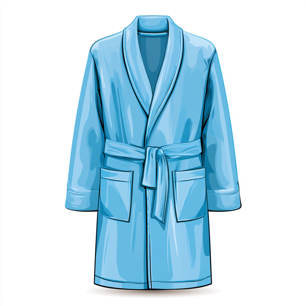 Blue bathrobe with belt and pockets clean colorf, robe clipart