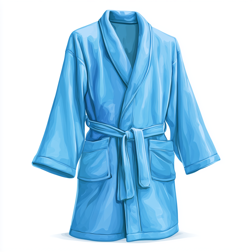 Blue bathrobe with belt and pockets clean colorf, robe clipart