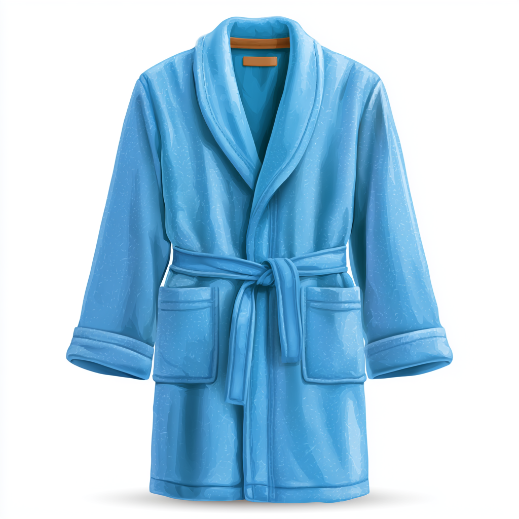 Blue bathrobe with belt and pockets clean colorf, robe clipart