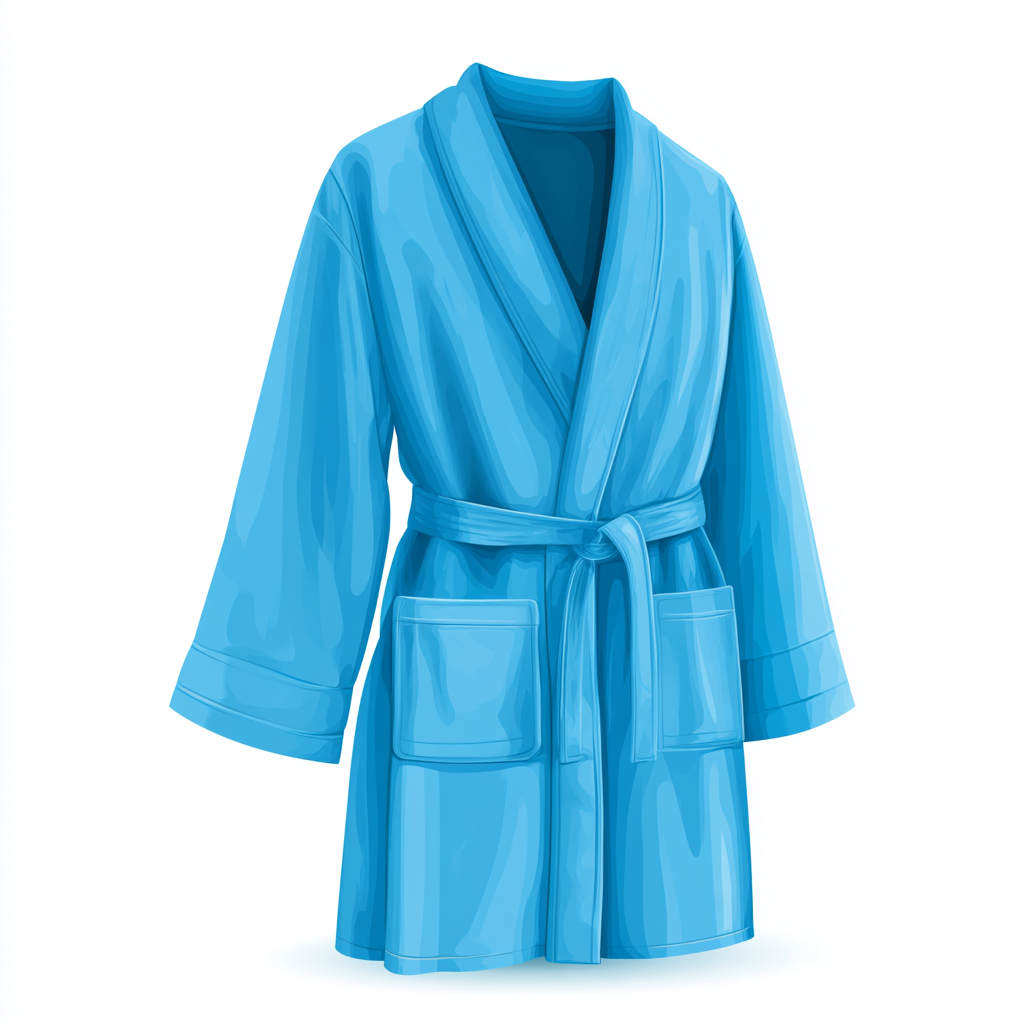 Blue bathrobe with belt and pockets clean colorf, robe clipart