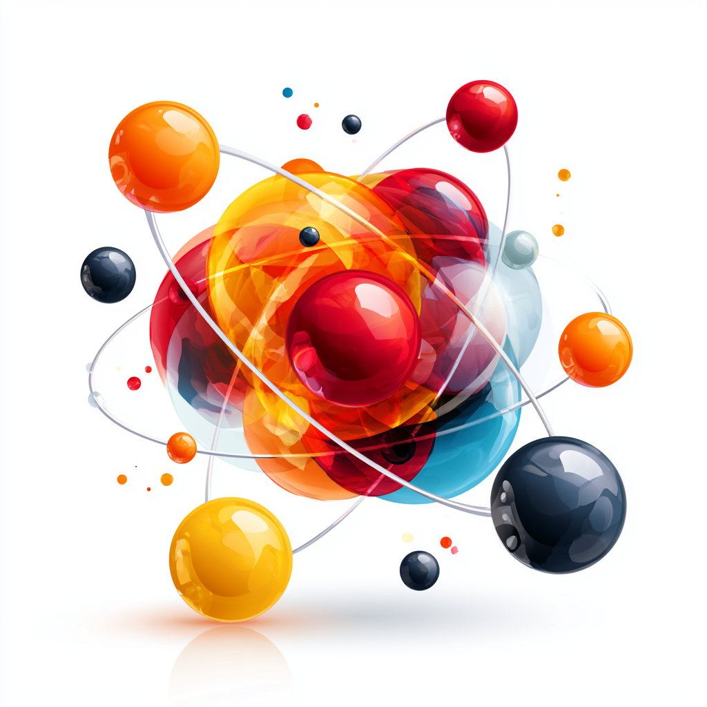 Atom symbol with colorful orbiting electrons, science clipart