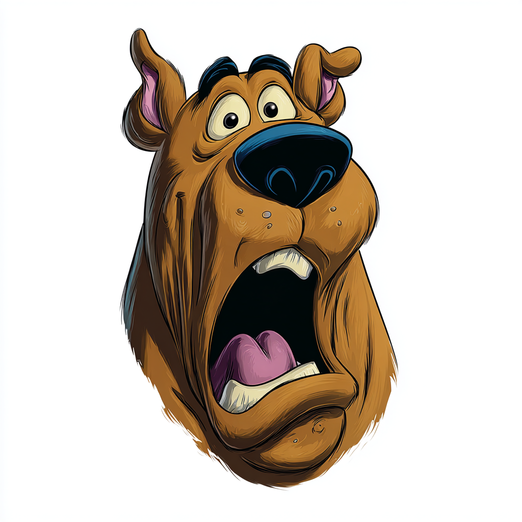 Funny scared dog with big eyes and open mo, scooby doo clipart