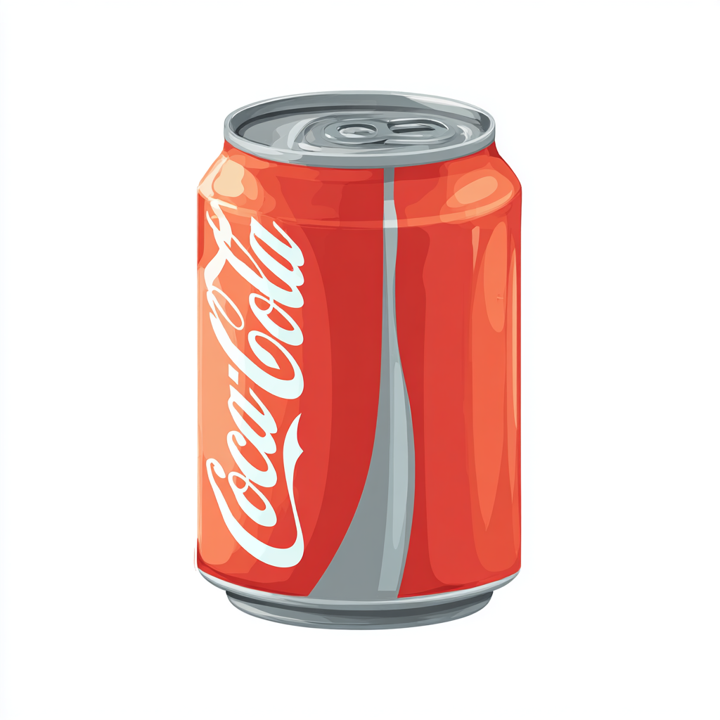 Generic soft drink can with silver top and red, soda clipart