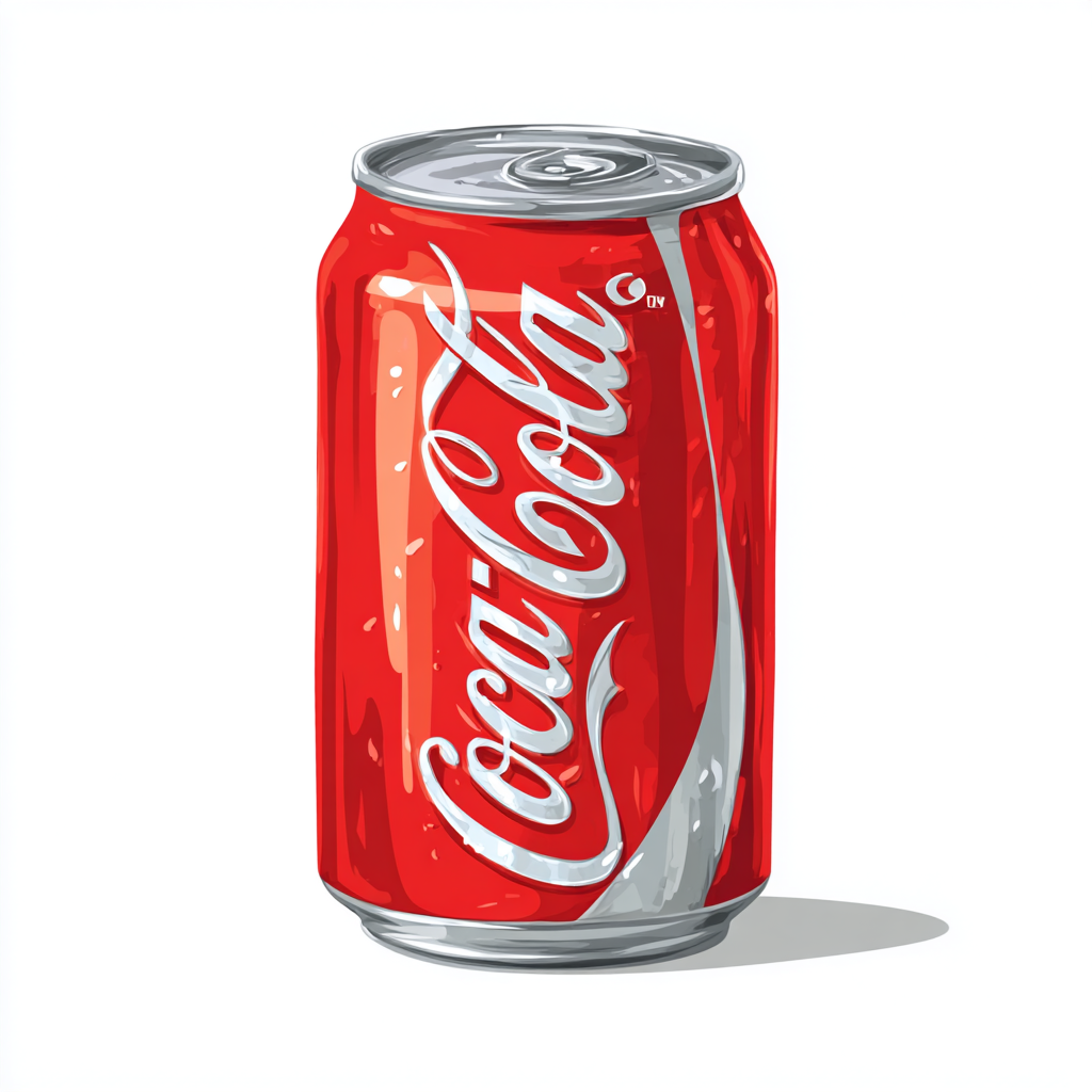 Generic soft drink can with silver top and red, soda clipart