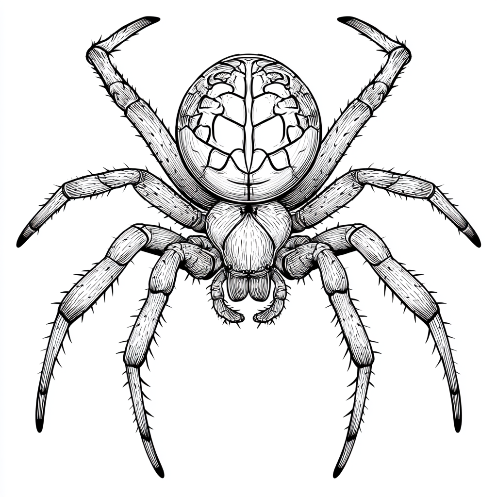 Black and white spider outline printable color, spider clipart