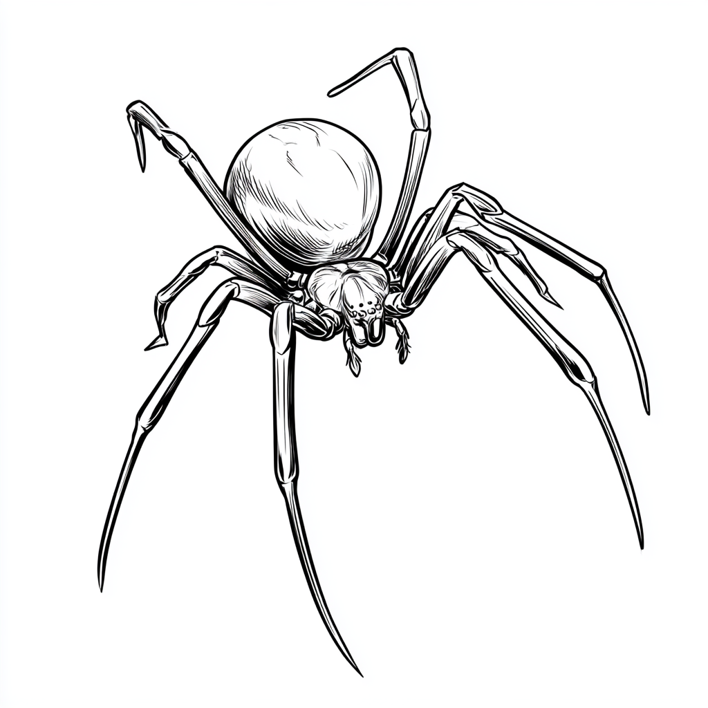 Black and white spider outline printable color, spider clipart