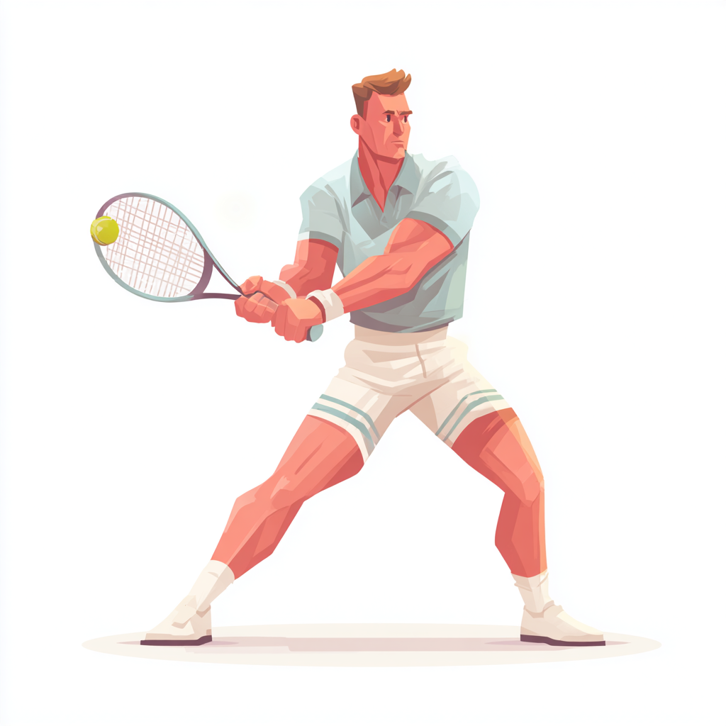Tennis player hitting ball with racket colorfu, tennis clipart