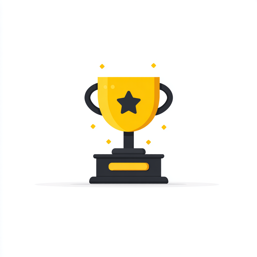 Gold award cup with star on front clean flat, trophy clipart