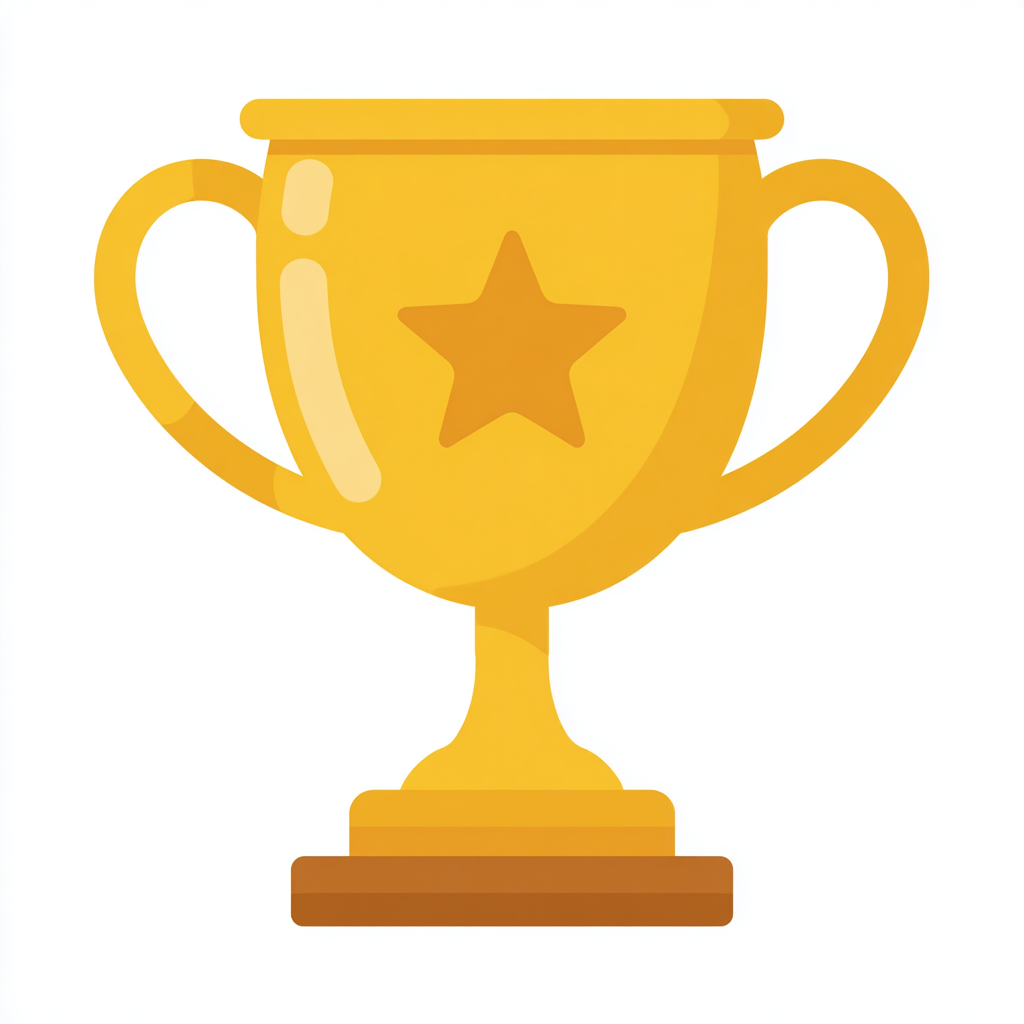 Gold award cup with star on front clean flat, trophy clipart