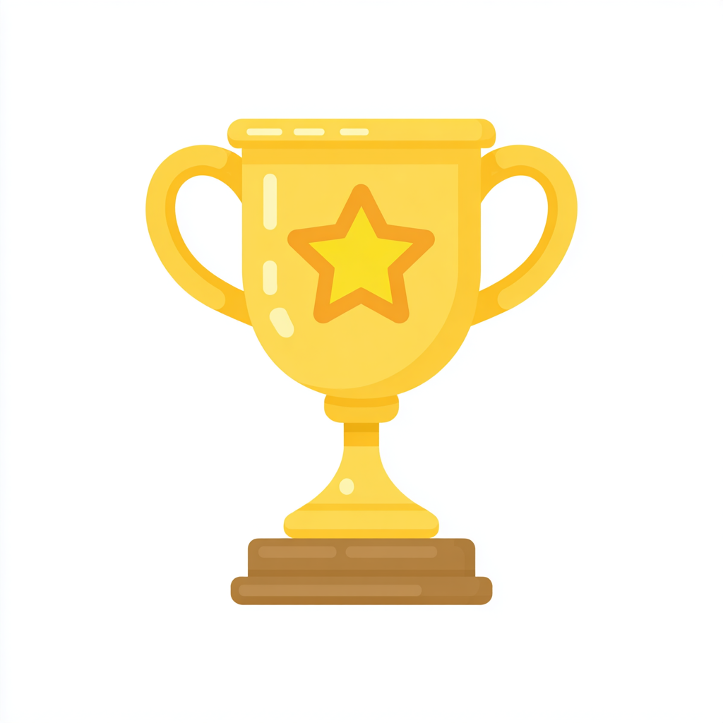 Gold award cup with star on front clean flat, trophy clipart