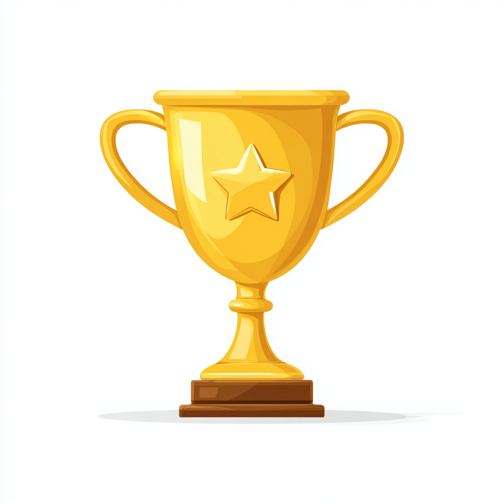 Gold award cup with star on front clean flat, trophy clipart