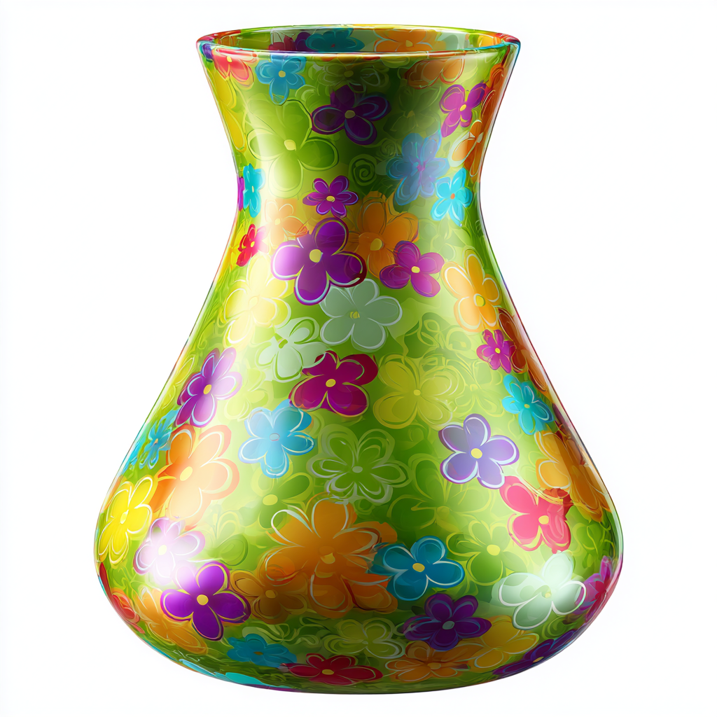 Colorful flower vase with bright flowers decorat, vase clipart