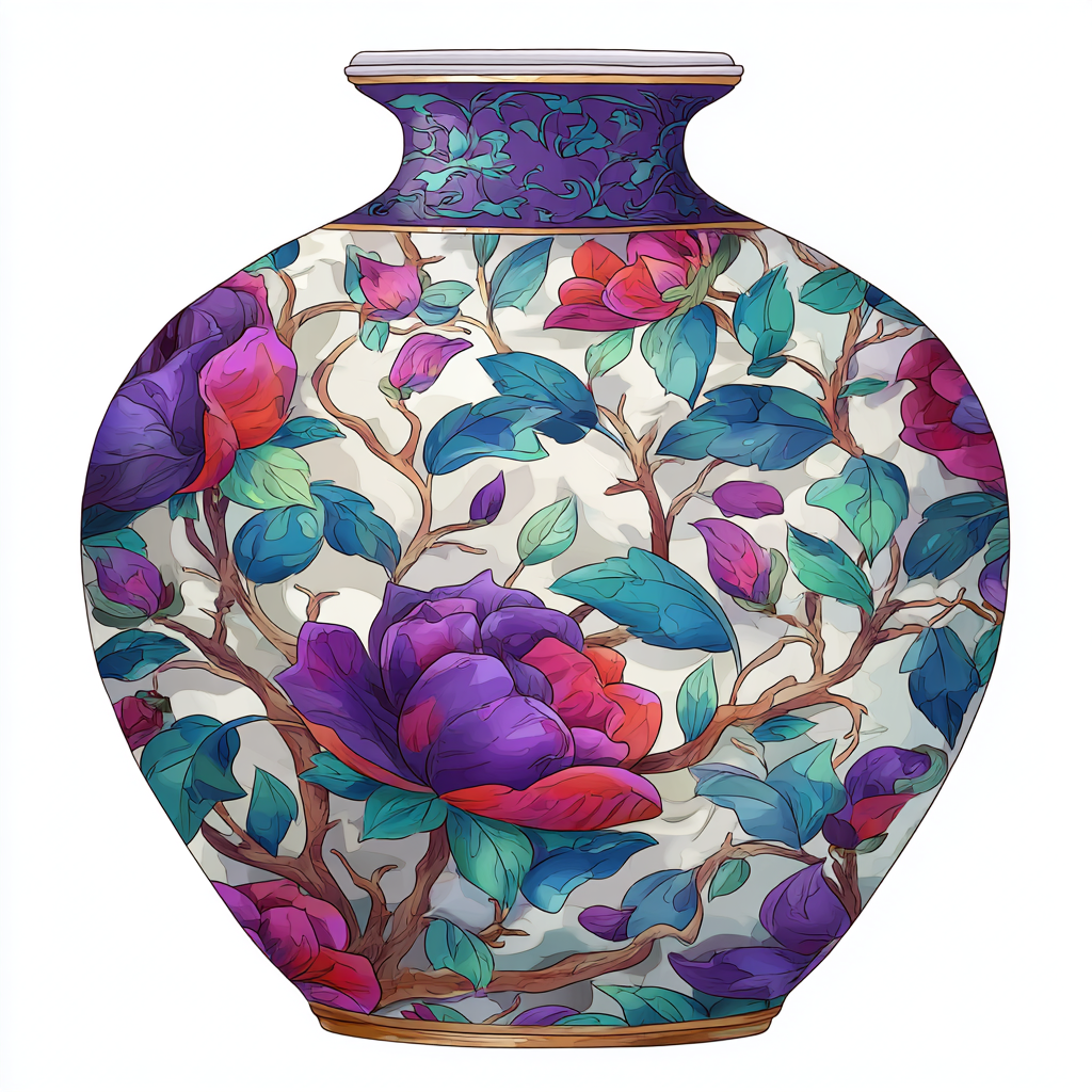 Colorful flower vase with bright flowers decorat, vase clipart