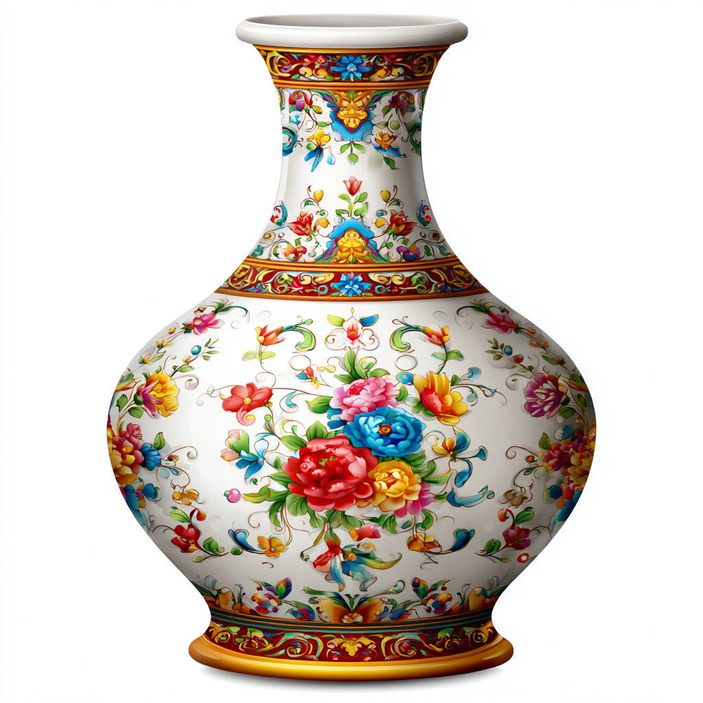 Flower vase with colorful flowers clean cartoon, vase clipart