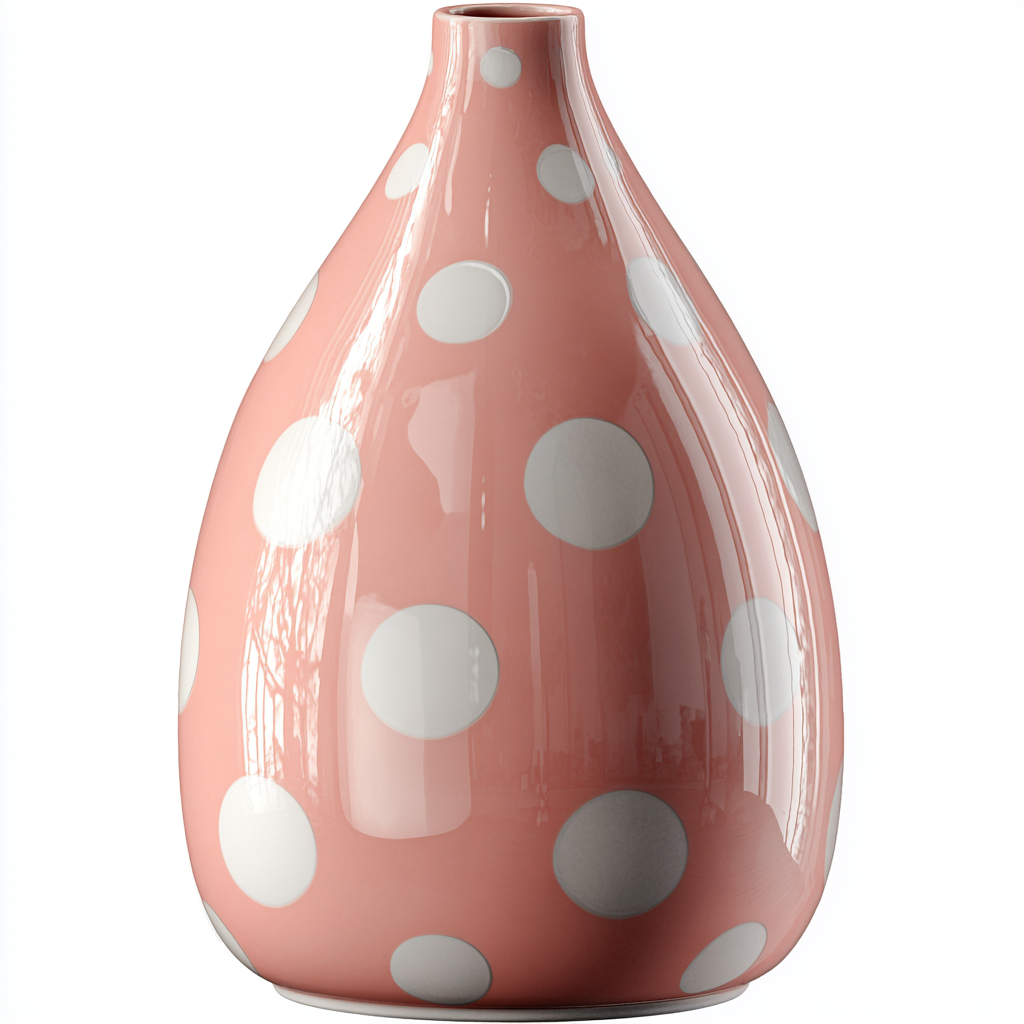 Pink vase with white polka dots cute decorative, vase clipart