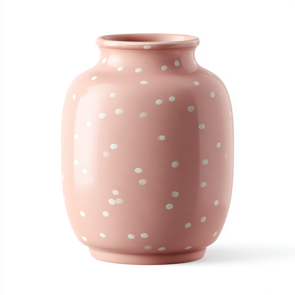 Pink vase with white polka dots cute decorative, vase clipart
