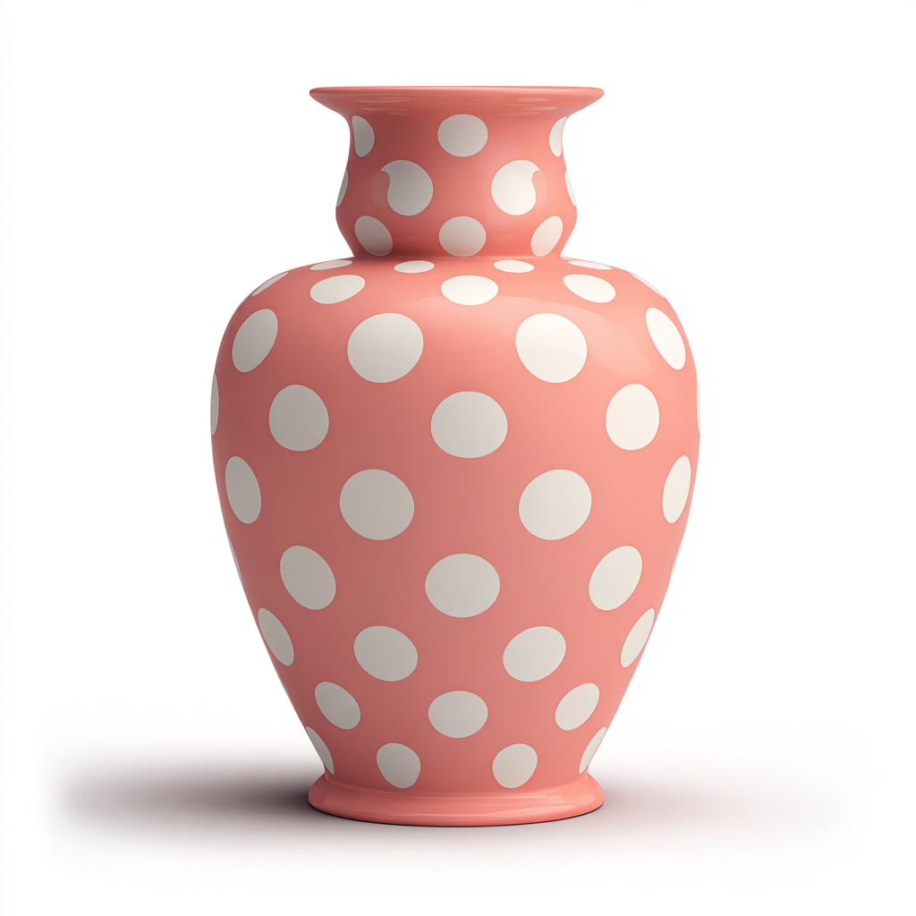 Pink vase with white polka dots cute decorative, vase clipart