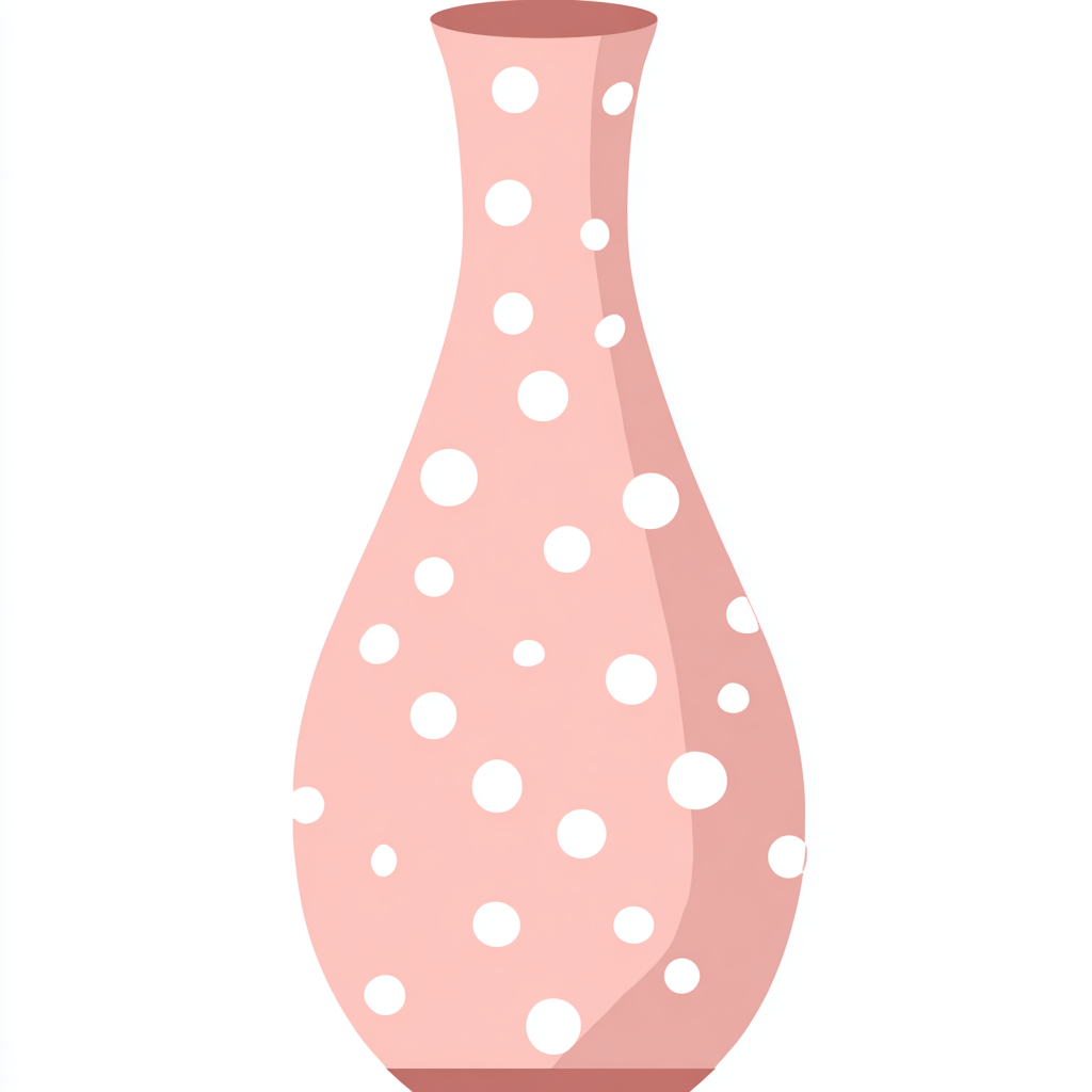 Pink vase with white polka dots cute decorative, vase clipart